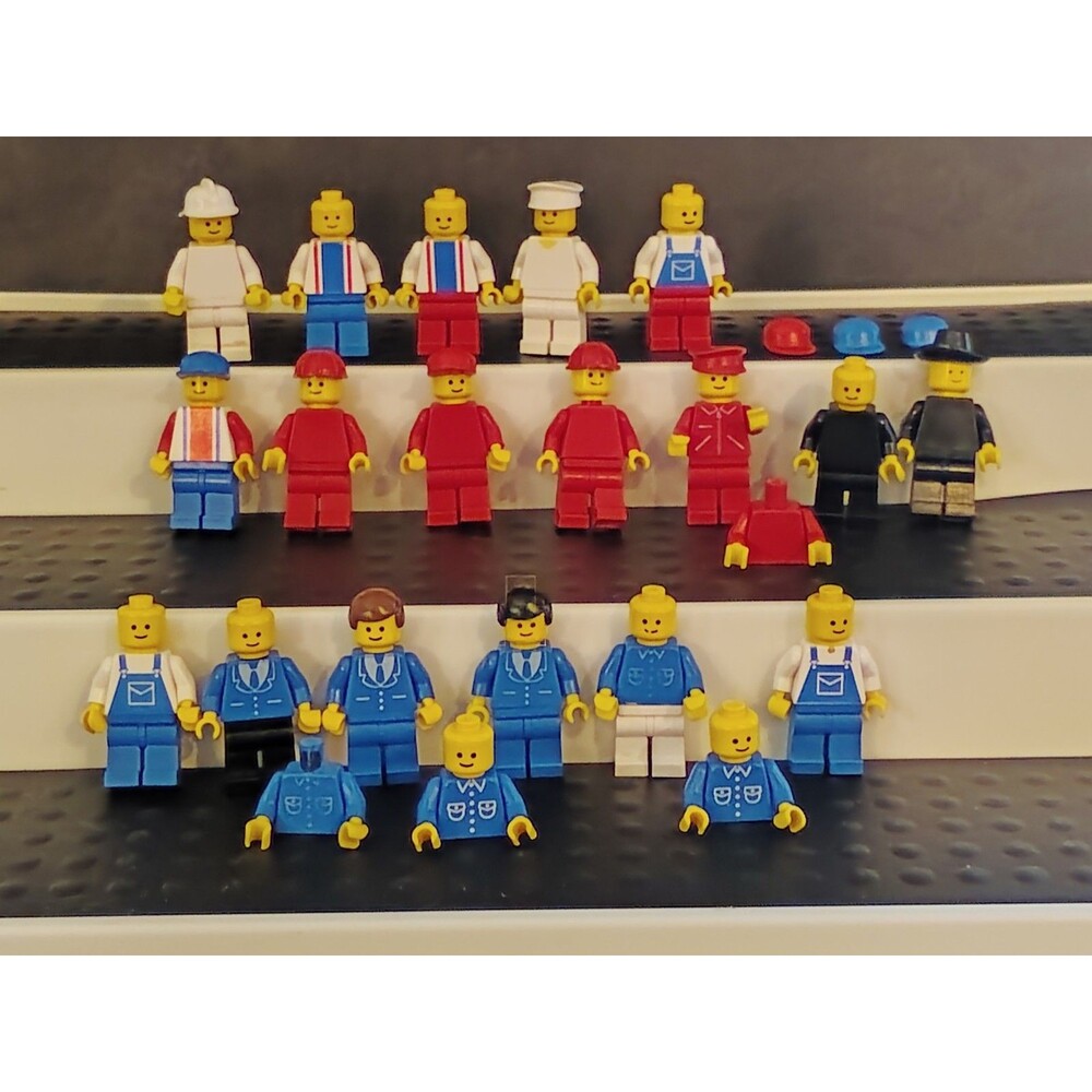 Vintage Lot of 18 LEGO City Minifigures With Extra Tops And Hats Mail Suit